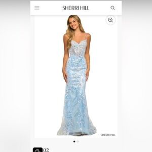 Sherri Hill Light Blue Sequin Prom Dress